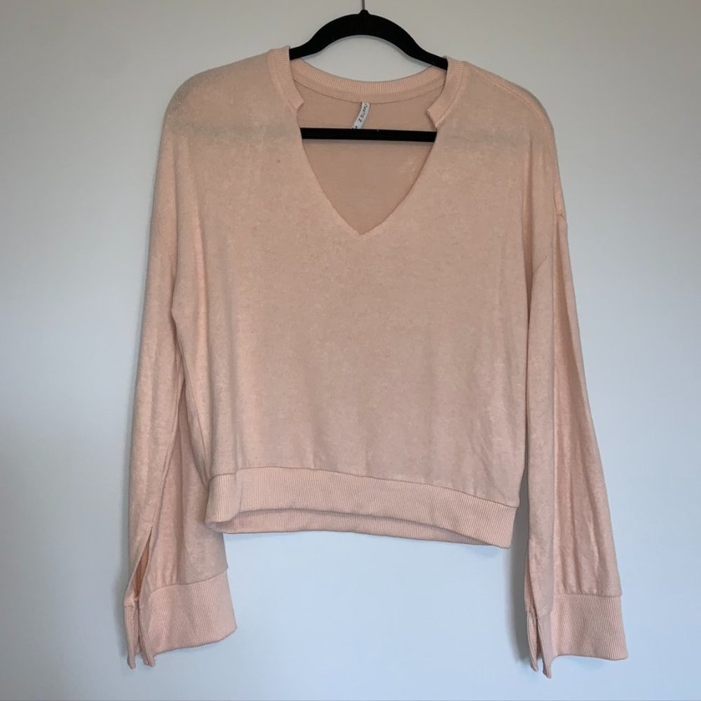 Z Supply Baby Pink Cut Out Sweater